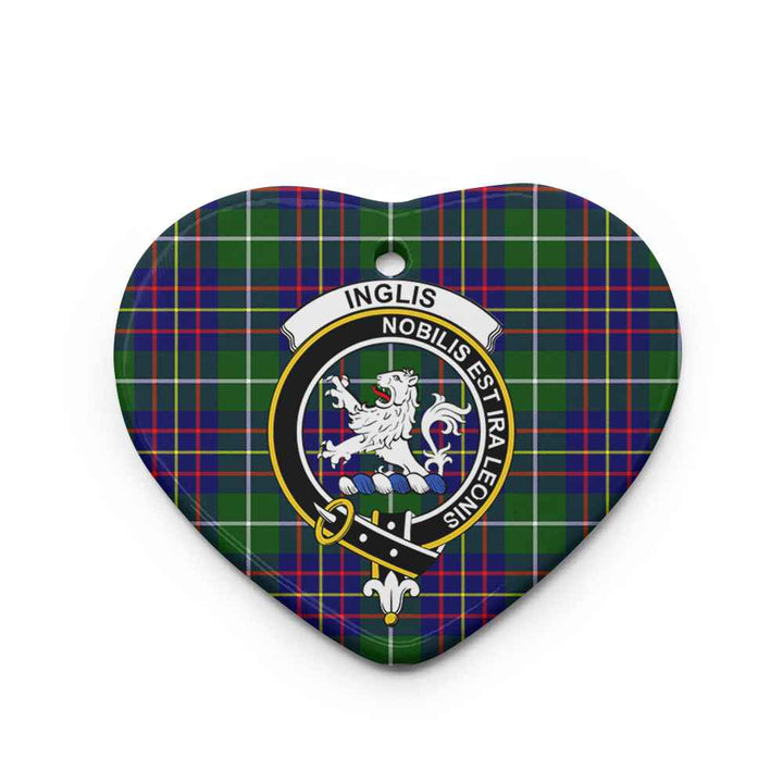 Scottish Inglis Clan Crest Tartan Ceramic Ornament Heart Shape Tartan Plaid