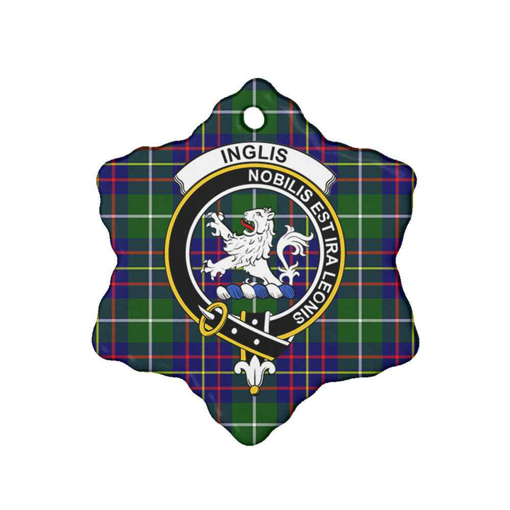 Scottish Inglis Clan Crest Tartan Ceramic Ornament Snow Flake Shape Tartan Plaid
