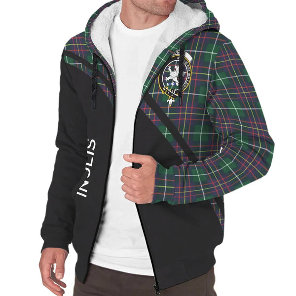 Scottish Inglis Clan Crest Tartan Curve Sherpa Hoodie