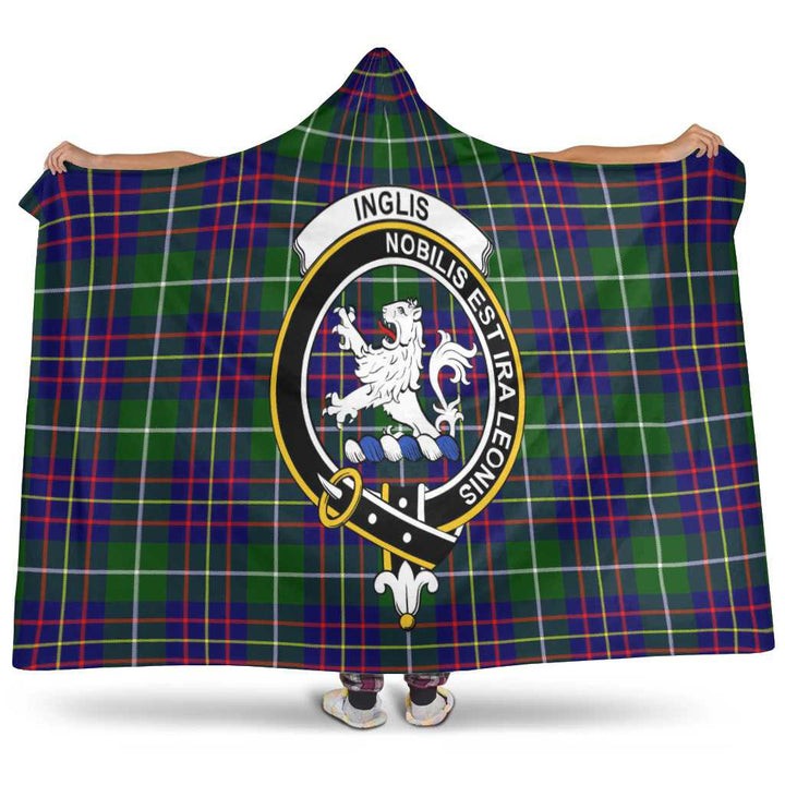 Scottish Inglis Clan Crest Tartan Hooded Blanket Tartan Plaid 1