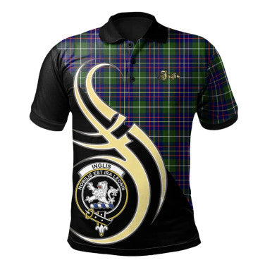 Scottish Inglis Modern Clan Crest Tartan Polo Shirt Believe in Me Front Side Tartan Plaid