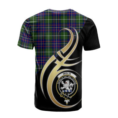 Scottish Inglis Modern Clan Crest Tartan T-Shirt Believe in Me Back Side Tartan Plaid