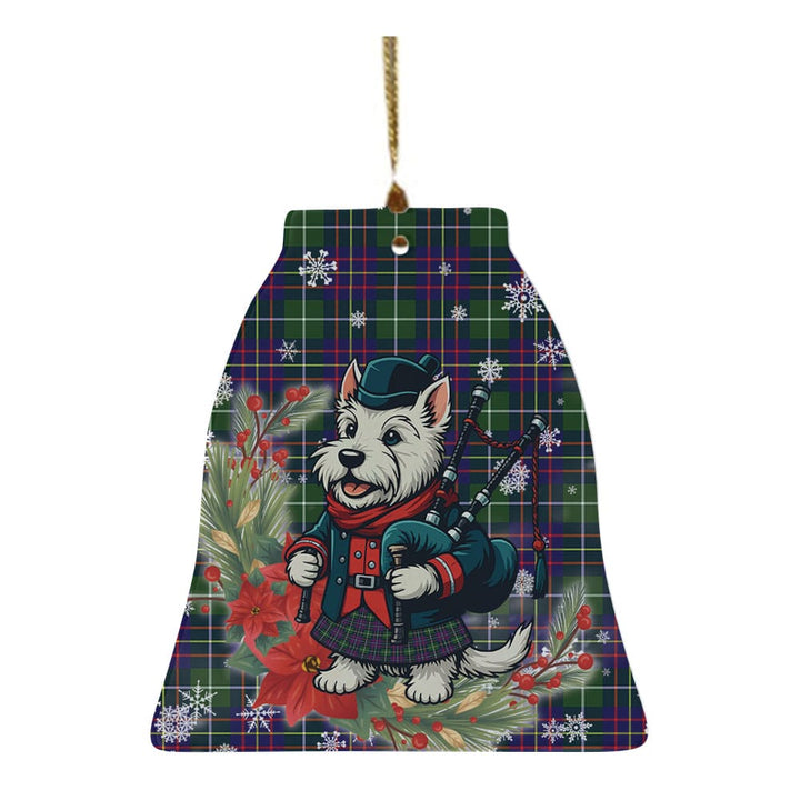 Scottish Inglis Modern Clan Tartan Ceramic Ornament Cute Scottish Terrier Dog Bell Style Tartan Plaid