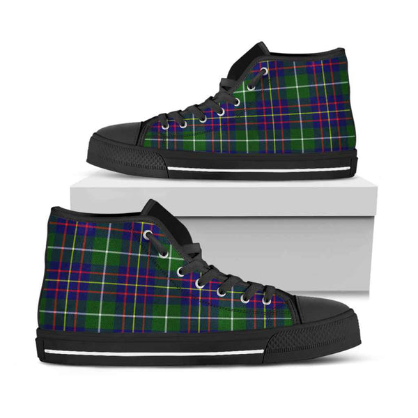 Scottish Inglis Modern Clan Tartan High Top Shoes Black Sole Tartan Plaid