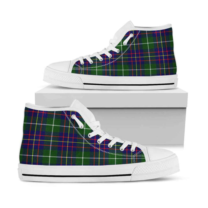 Scottish Inglis Modern Clan Tartan High Top Shoes White Sole Tartan Plaid