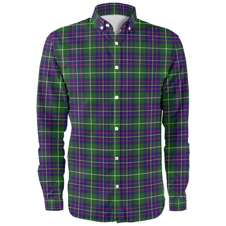Scottish Inglis Modern Clan Tartan Long Sleeve Shirt Front Side Tartan Plaid
