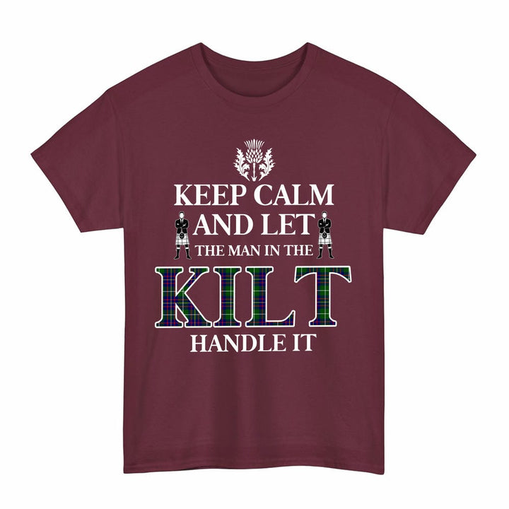 Scottish Inglis Modern Clan Tartan T-Shirt - Keep Calm Tartan Plaid Maroon Color