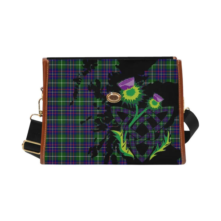 Scottish Inglis Modern Clan Tartan Waterproof Canvas Bag With Thistle Tartan Plaid 2