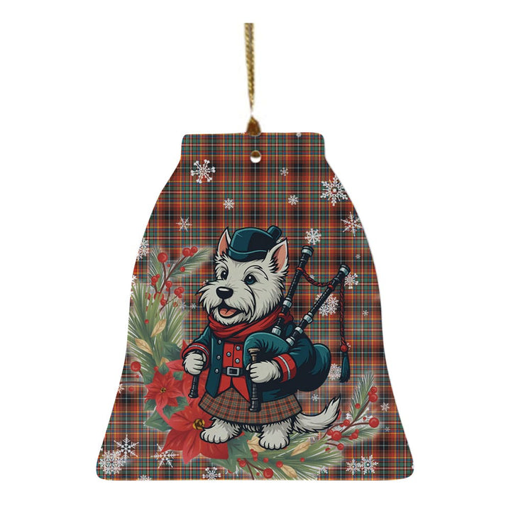 Scottish Innes Ancient Clan Tartan Ceramic Ornament Cute Scottish Terrier Dog Bell Style Tartan Plaid