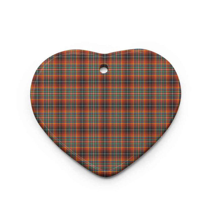Scottish Innes Ancient Clan Tartan Ceramic Ornament Heart Shape Tartan Plaid