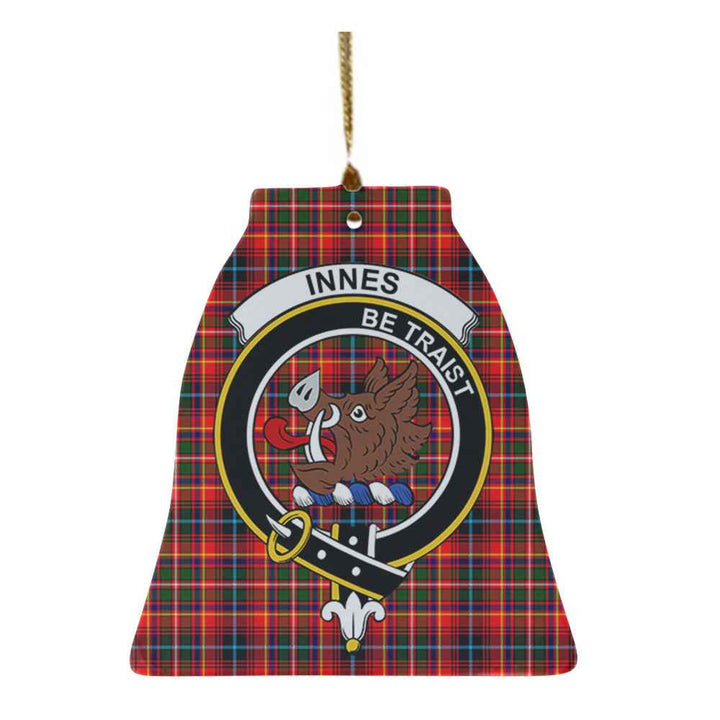 Scottish Innes Clan Crest Tartan Ceramic Ornament Bell Shape Tartan Plaid