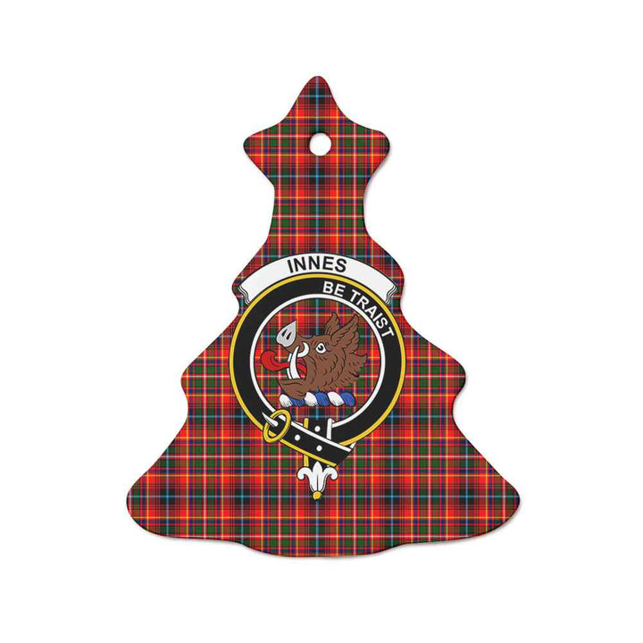 Scottish Innes Clan Crest Tartan Ceramic Ornament Tree Shape Tartan Plaid