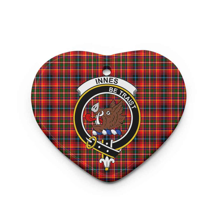 Scottish Innes Clan Crest Tartan Ceramic Ornament Heart Shape Tartan Plaid