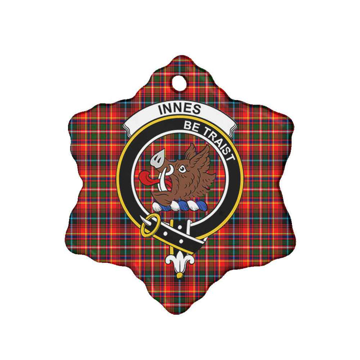 Scottish Innes Clan Crest Tartan Ceramic Ornament Snow Flake Shape Tartan Plaid