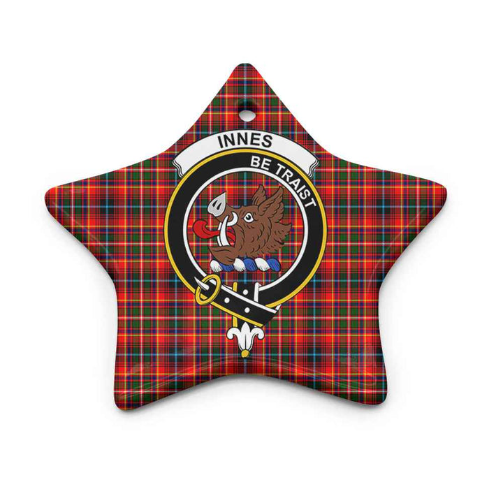 Scottish Innes Clan Crest Tartan Ceramic Ornament Star Shape Tartan Plaid