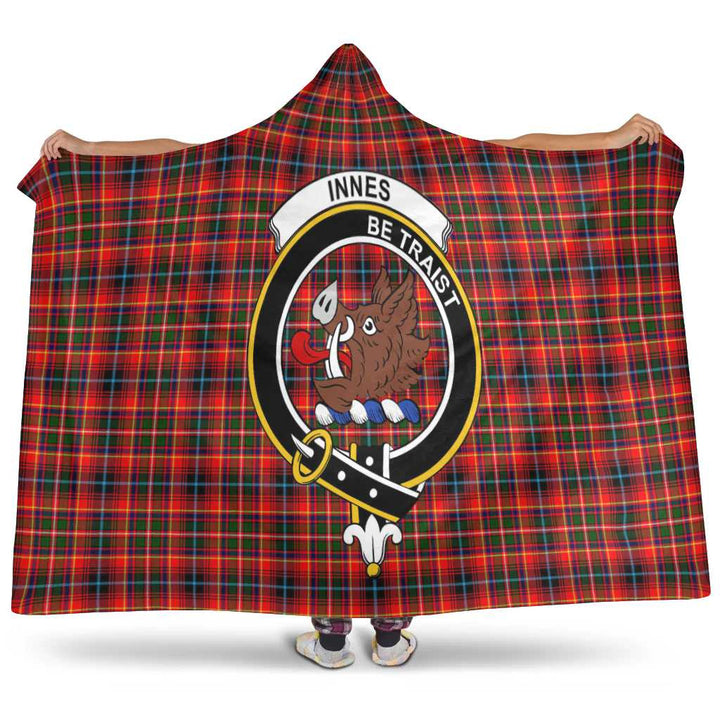 Scottish Innes Clan Crest Tartan Hooded Blanket Tartan Plaid 1