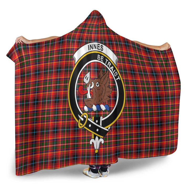 Scottish Innes Clan Crest Tartan Hooded Blanket Tartan Plaid 2