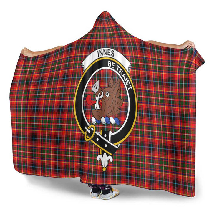 Scottish Innes Clan Crest Tartan Hooded Blanket Tartan Plaid 3