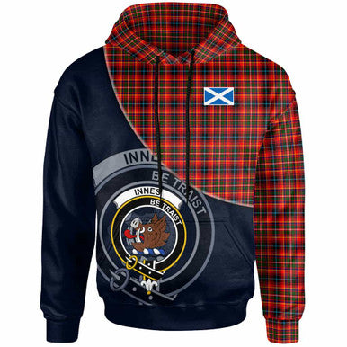 Scottish Innes Clan Crest Tartan Hoodie - Bend Style Front Side Tartan Plaid