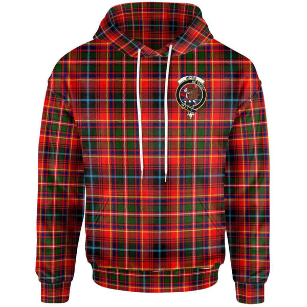Scottish Innes Clan Crest Tartan Hoodie Front Side Tartan Plaid