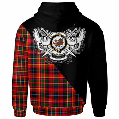 Scottish Innes Clan Crest Tartan Hoodie - Military Logo Back Side Tartan Plaid