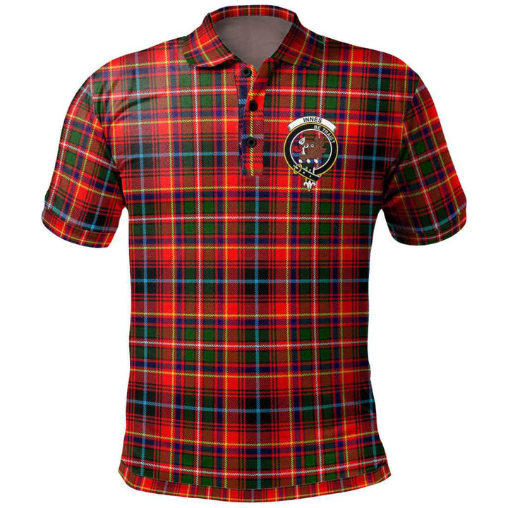 Scottish Innes Clan Crest Tartan Polo Shirt Front Side Tartan Plaid