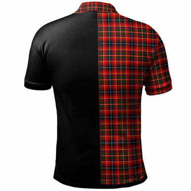 Scottish Innes Clan Crest Tartan Polo Shirt - Half in Me Back Side Tartan Plaid