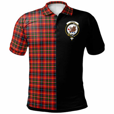 Scottish Innes Clan Crest Tartan Polo Shirt - Half in Me Front Side Tartan Plaid