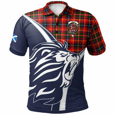Scottish Innes Clan Crest Tartan Polo Shirt - Scottish Flag With Lion Front Side Tartan Plaid