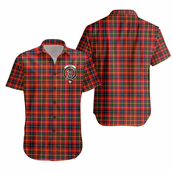 Scottish Innes Clan Crest Tartan Short Sleeve Shirt Tartan Plaid