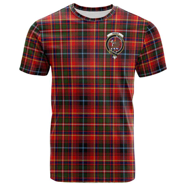 Scottish Innes Clan Crest Tartan T-Shirt Front Side Tartan Plaid