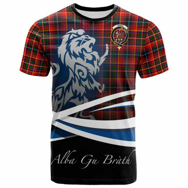 Scottish Innes Clan Crest Tartan T-Shirt - Scotland Lion Front Side Tartan Plaid