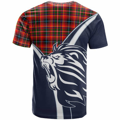 Scottish Innes Clan Crest Tartan T-Shirt - Scottish Flag With Lion Back Side Tartan Plaid