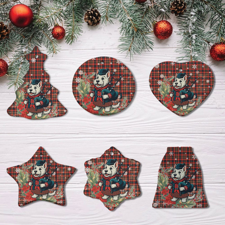 Scottish Innes Modern Clan Tartan Ceramic Ornament Cute Scottish Terrier Dog All Style Tartan Plaid