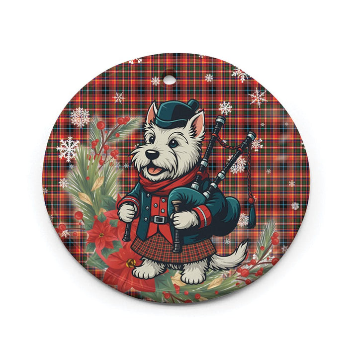Scottish Innes Modern Clan Tartan Ceramic Ornament Cute Scottish Terrier Dog Circle Style Tartan Plaid