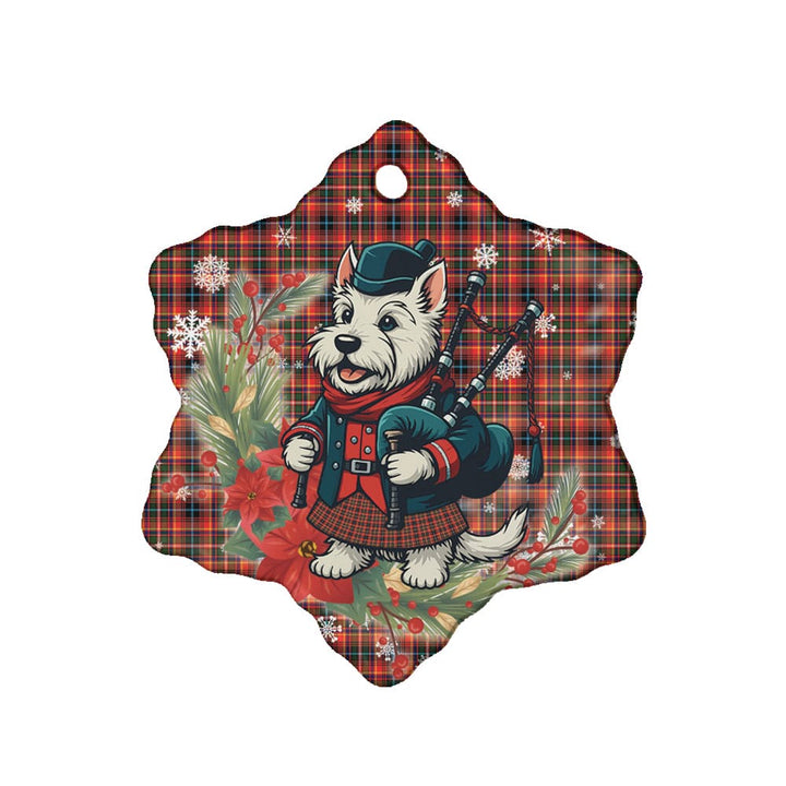 Scottish Innes Modern Clan Tartan Ceramic Ornament Cute Scottish Terrier Dog Snow Flake Style Tartan Plaid