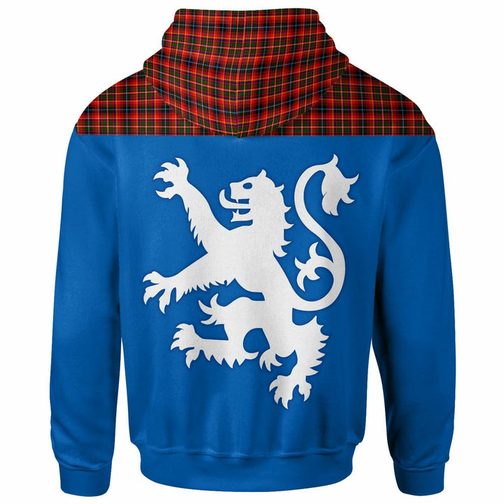 Scottish Innes Modern Clan Tartan Hoodie - Lion Rampant of Scotland With Flag back Side Tartan Plaid