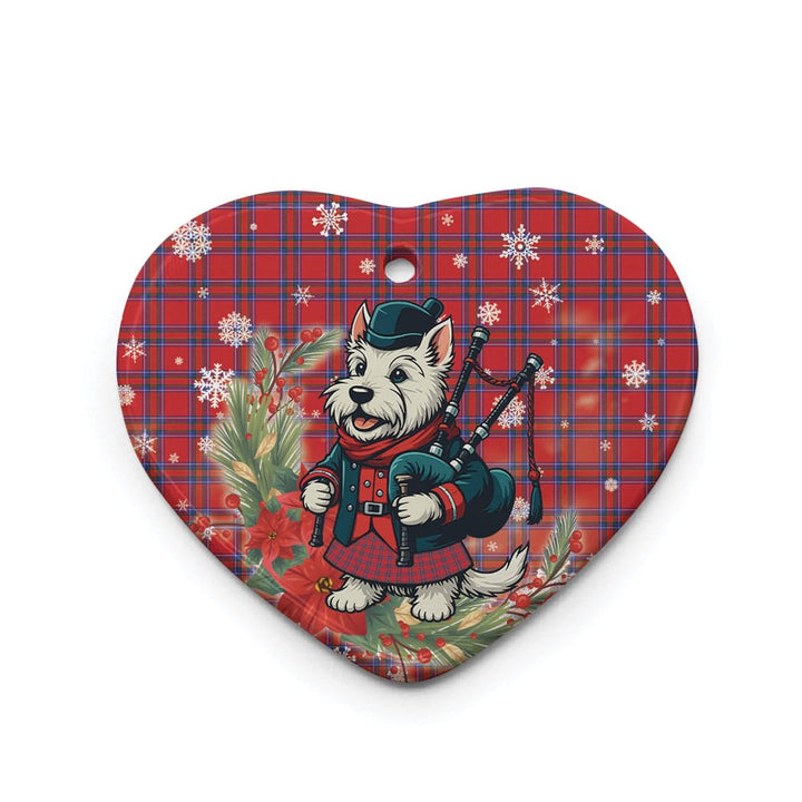 Scottish Inverness District Clan Tartan Ceramic Ornament Cute Scottish Terrier Dog Heart Style Tartan Plaid