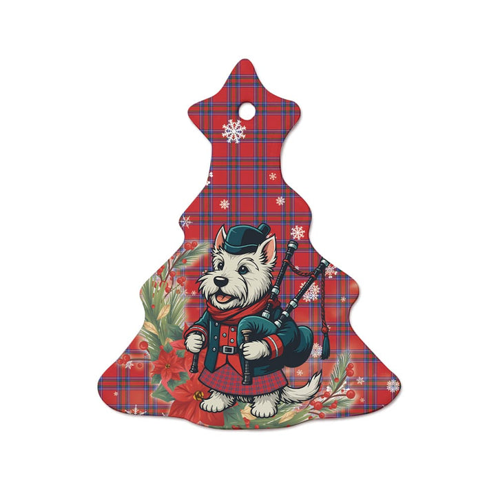 Scottish Inverness District Clan Tartan Ceramic Ornament Cute Scottish Terrier Dog Tree Style Tartan Plaid