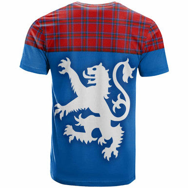Scottish Inverness District Clan Tartan T-Shirt - Lion Rampant of Scotland With Flag Back Side Tartan Plaid