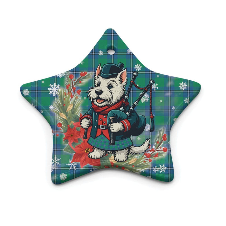 Scottish Irvine Ancient Clan Tartan Ceramic Ornament Cute Scottish Terrier Dog Star Style Tartan Plaid