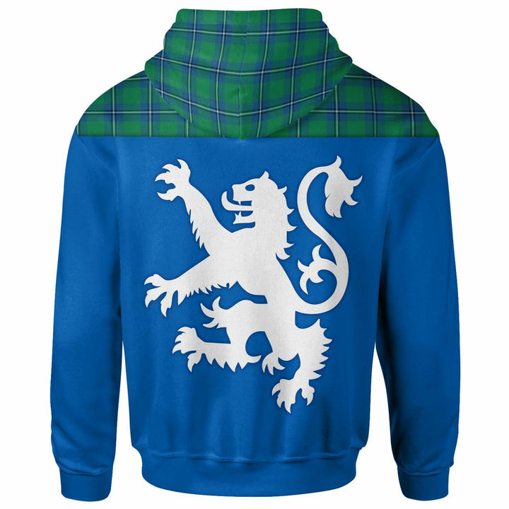 Scottish Irvine Ancient Clan Tartan Hoodie - Lion Rampant of Scotland With Flag back Side Tartan Plaid