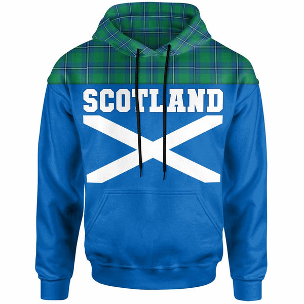 Scottish Irvine Ancient Clan Tartan Hoodie - Lion Rampant of Scotland With Flag Front Side Tartan Plaid