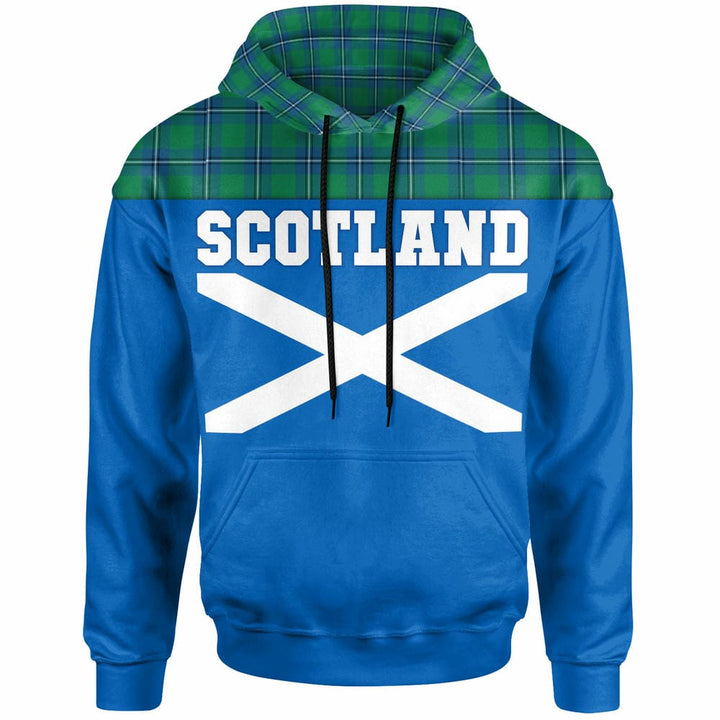 Scottish Irvine Ancient Clan Tartan Hoodie - Lion Rampant of Scotland With Flag Front Side Tartan Plaid