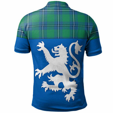 Scottish Irvine Ancient Clan Tartan Polo Shirt - Lion Rampant of Scotland With Flag Back Side Tartan Plaid
