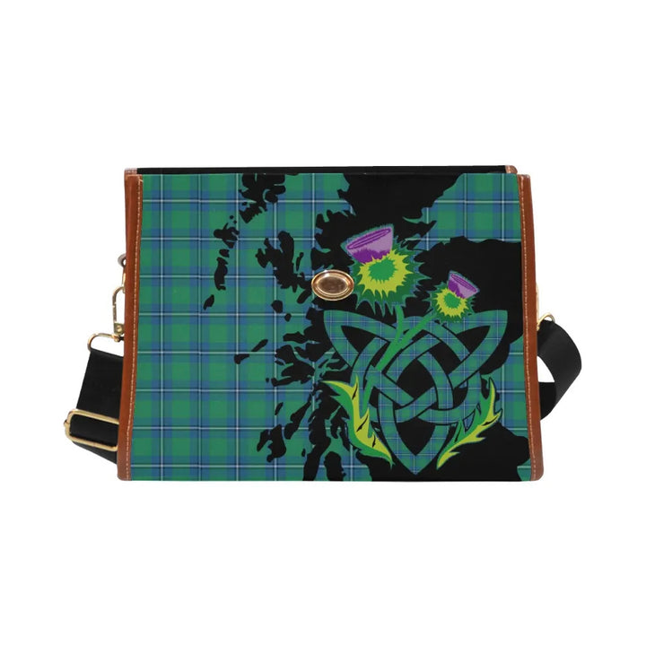 Scottish Irvine Ancient Clan Tartan Waterproof Canvas Bag With Thistle Tartan Plaid 2