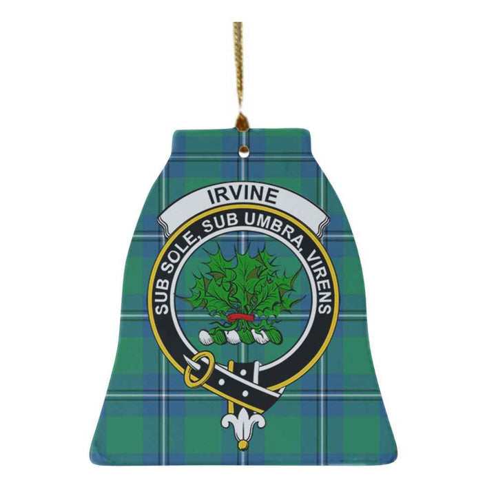 Scottish Irvine Clan Crest Tartan Ceramic Ornament Bell Shape Tartan Plaid