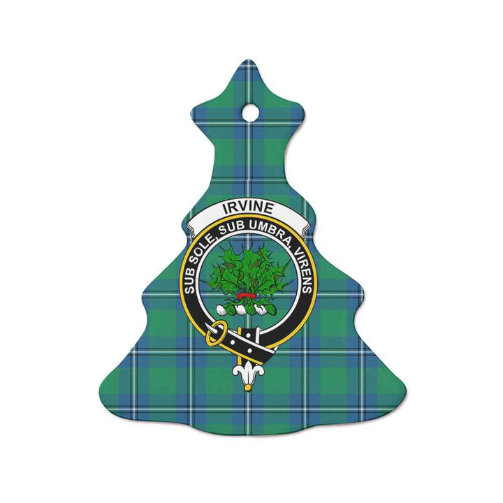 Scottish Irvine Clan Crest Tartan Ceramic Ornament Tree Shape Tartan Plaid