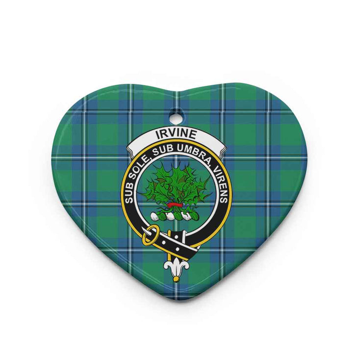 Scottish Irvine Clan Crest Tartan Ceramic Ornament Heart Shape Tartan Plaid