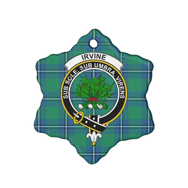 Scottish Irvine Clan Crest Tartan Ceramic Ornament Snow Flake Shape Tartan Plaid